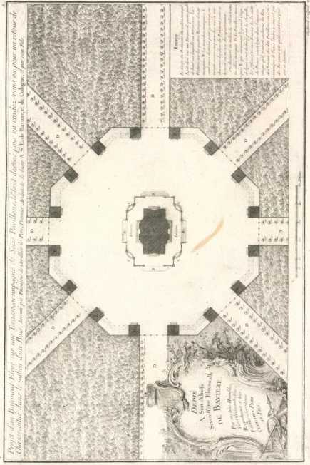 Ganzseitiger Kupferstich: Gartenplan
