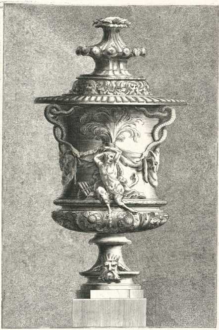 Ganzseitiger Kupferstich: Vase
