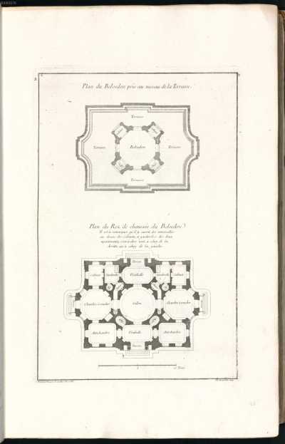 Ganzseitiger Kupferstich: Plan des Belvedere ... dans