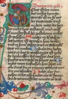Historisierte Initiale: König David mit...