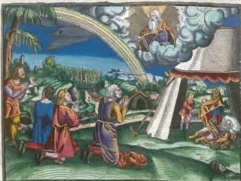 Kolorierter Kupferstich: Gottes Bund nac...