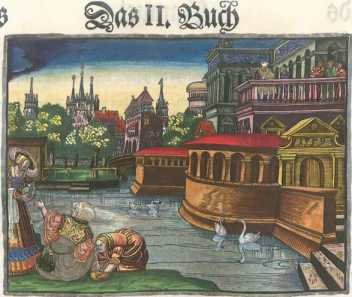 Kolorierter Kupferstich: Batseba
