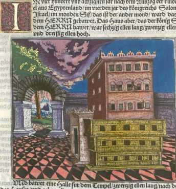 Kolorierter Kupferstich: Tempel Salomons...