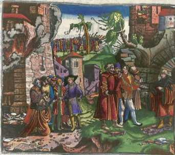 Kolorierter Kupferstich: Jerusalems Maue...