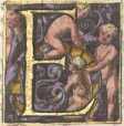 Initiale in Deckfarben und Gold: ... din