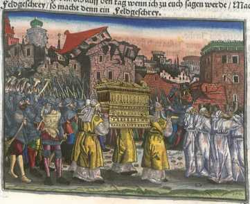 Kolorierter Kupferstich: Die Eroberung J...
