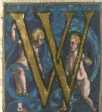 Initiale in Deckfarben und Gold: W
