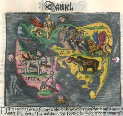 Kolorierter Kupferstich: Daniels Vision ...