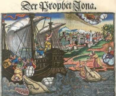 Kolorierter Kupferstich: Jona
