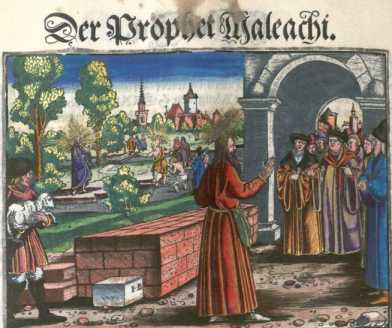 Kolorierter Kupferstich: Maleachi
