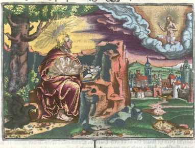 Kolorierter Kupferstich: Briefe des Joha...