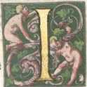 Initiale in Deckfarben und Gold: ... aus