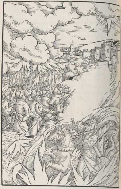 Ganzseitiger Kupferstich: Der letzte Kampf ... de