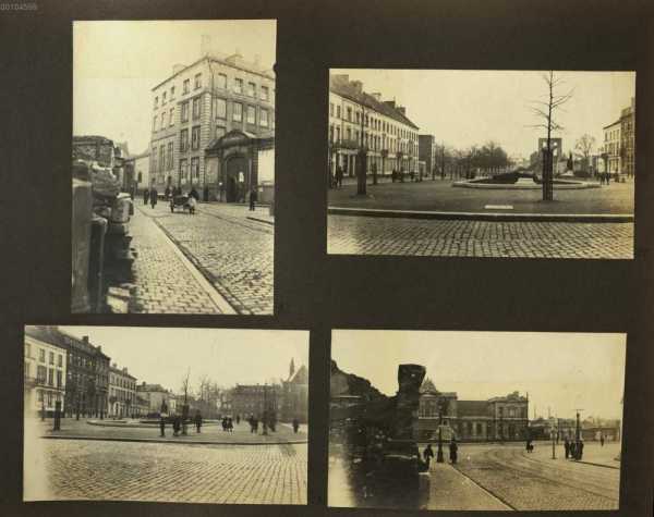 Bild 97-100: 97. Quartier des VII. Seebataillons in Löwen; 98. 99. Paradeplatz des VII. Seebataillons in Löwen; 100. Bahnhof in Löwen
