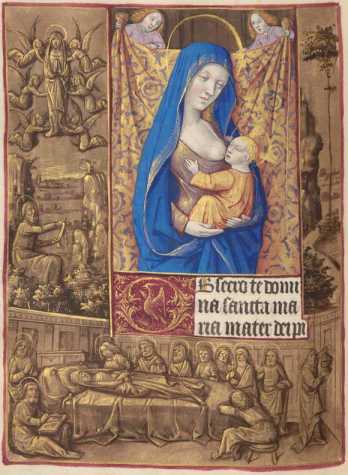 Ganzseitige Miniatur: Maria mit dem Jesu...