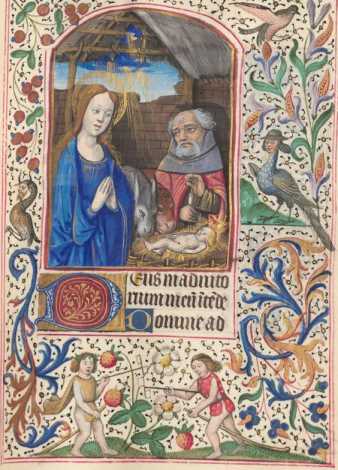 Ganzseitige Miniatur: Geburt Jesu im Sta...