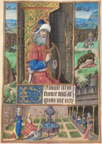 Ganzseitige Miniatur: David mit der Harf...