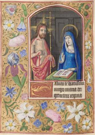 Ganzseitige Miniatur: Christus mit den W...