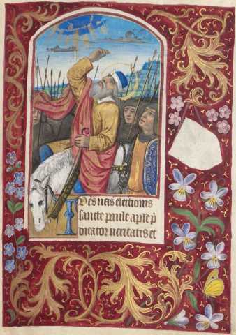 Ganzseitige Miniatur: Hl. Paulus (Damask...