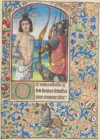 Ganzseitige Miniatur: Hl. Sebastian
