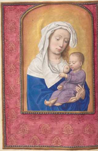 Ganzseitige Miniatur: Maria mit dem Jesu...