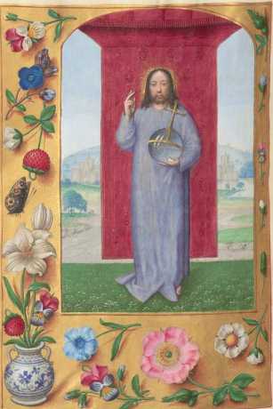 Ganzseitige Miniatur: Christus als Welte...