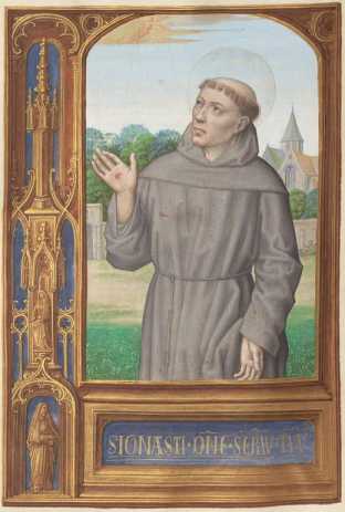Ganzseitige Miniatur: Hl. Franz von Assi...