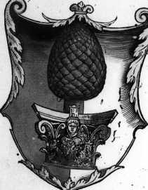 Vorderer Spiegel mit Wappen
