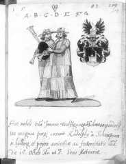 Halbseitige Miniatur: Zwei  Spielmänner ... da