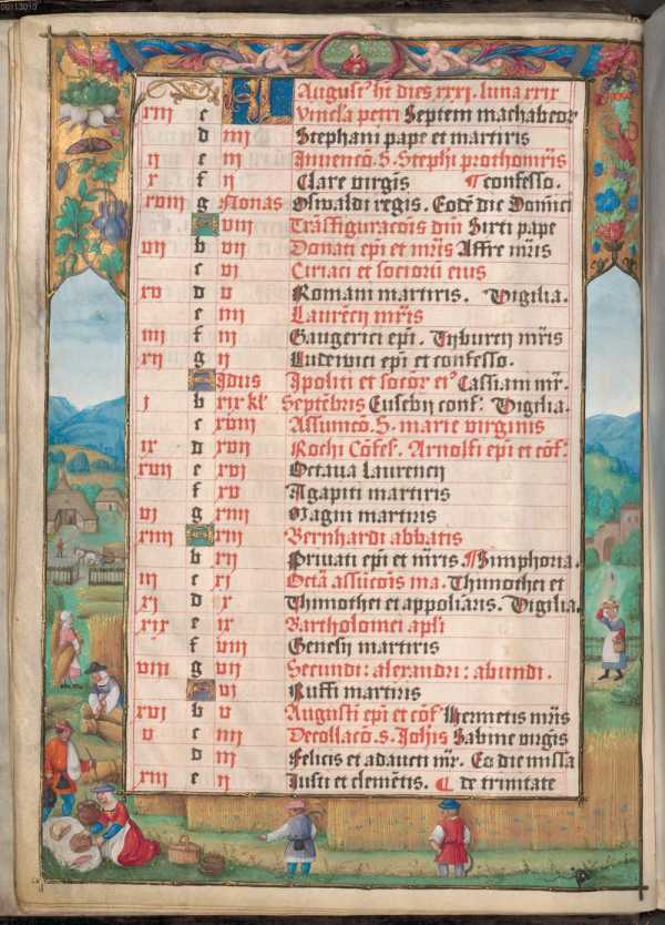 Augustus: Jungfrau; Getreideernte mit Mahl
 ... from