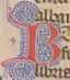 Bildinitiale O: Apostel Bartholomäus mit Messer und Buch
