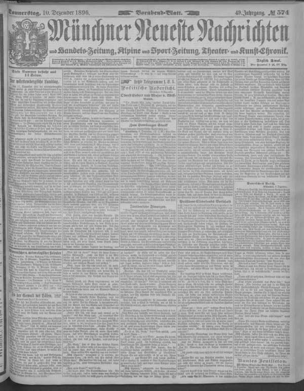 Vorabend-Blatt 10.12.1896 dans