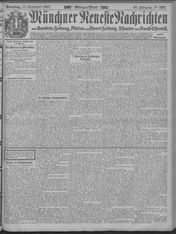 Morgen-Blatt 14.09.1907 uit