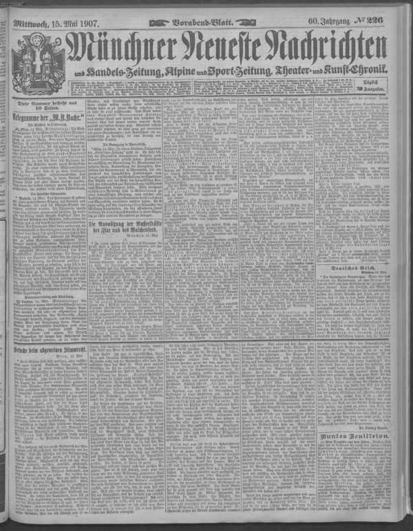 Vorabend-Blatt 15.05.1907 uit