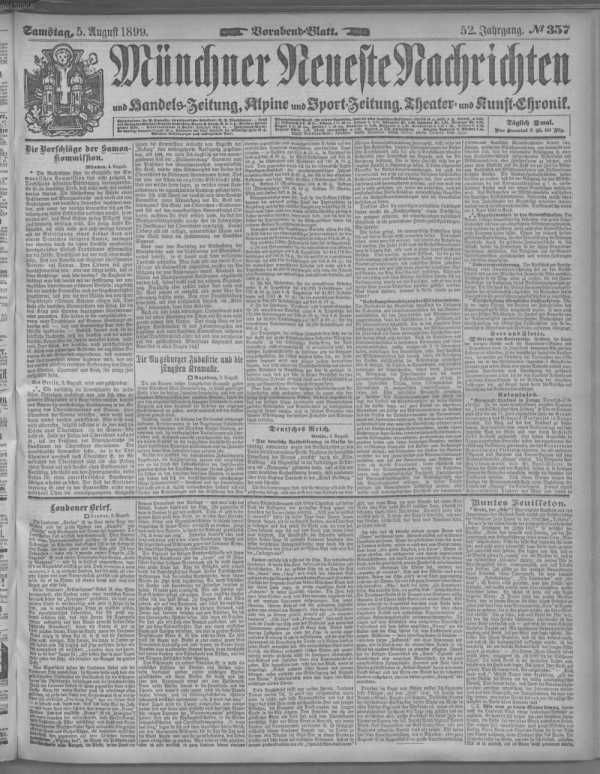 Vorabend-Blatt 05.08.1899 dans