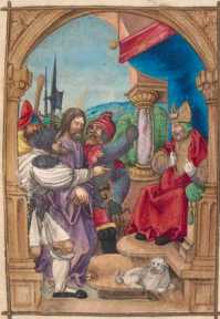 Miniatur: Jesus vor dem Hohepriester Annas (78v)
