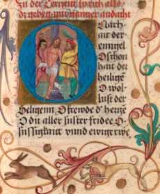 Historisierte Initiale: Geißelung Christi  ... from
