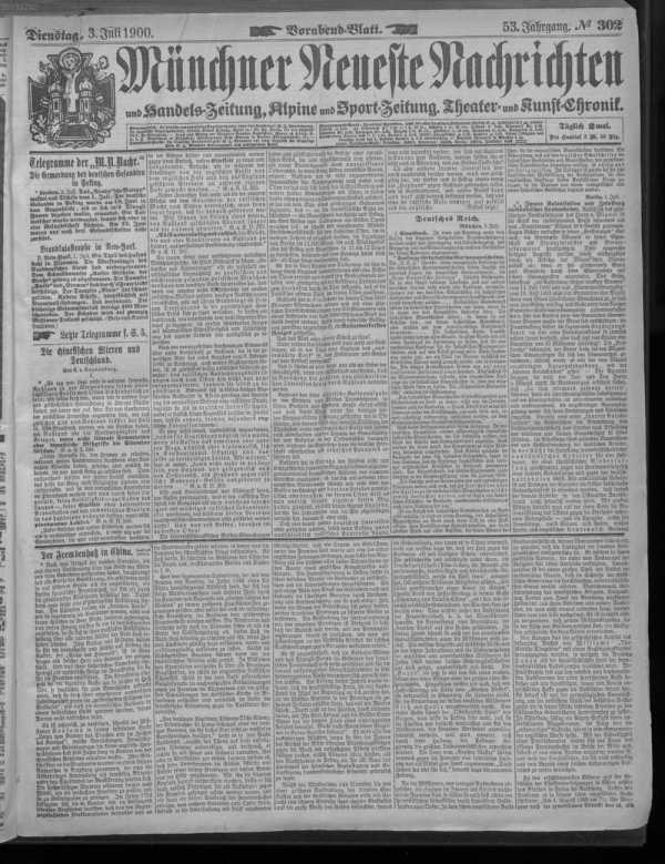 Vorabend-Blatt 03.07.1900 from