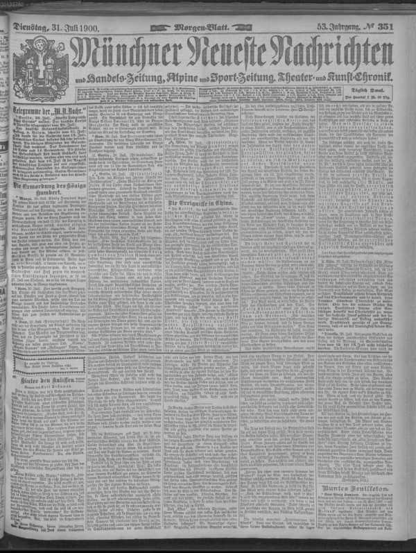 Morgen-Blatt 31.07.1900 uit