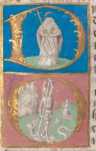 historisierte Initiale D: hl. Dionysius, ... din