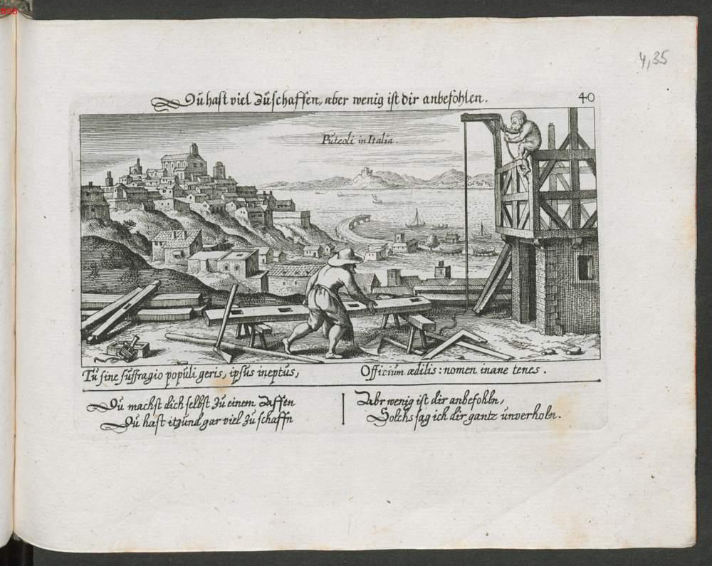 puteoli in italia du hast viel zuschaffen aber wenig ist dir anbefohlen from merian matthaeus der altere meisner daniel 1585 1625 thesavrvs philo politicvs hoc est emblemata sive moralia politica 1625