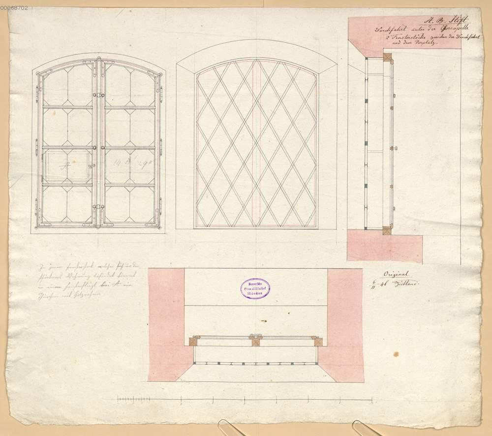 Einfahrt Fenster Mit Vergitterung Ansicht Grundriss Und Schnitt 5 7r Aus Ziebland Georg Friedrich Ziebland Georg Friedrich Benediktinerabtei Stift St Bonifaz Munchen Bsb Cod Icon 210 F 2 19 1847 Digitalisiertes