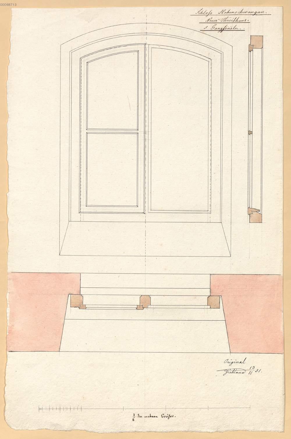 Neues Treibhaus Fenster Ansicht Grundriss Und Schnitt 4 13r Aus Ziebland Georg Friedrich Ziebland Georg Friedrich Schloss Hohenschwangau Donjon Altes Und Neues Treibhaus Bsb Cod Icon 210 G 4 1851 1853