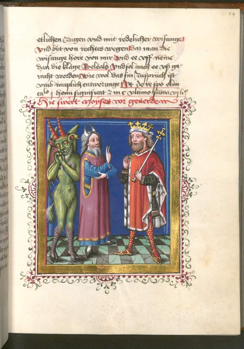 _Miniature 24r from Jacobi de Ancharano's_ Litigation of Christ with Belial, _1461._